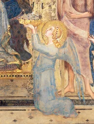 Maestà: Engel, der der Jungfrau Blumen anbietet, 1315 (Detail)